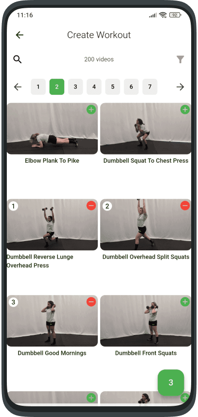 Create Workout Mobile Interface